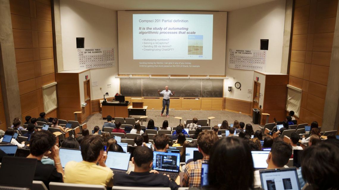 Professor teaching in a lecture